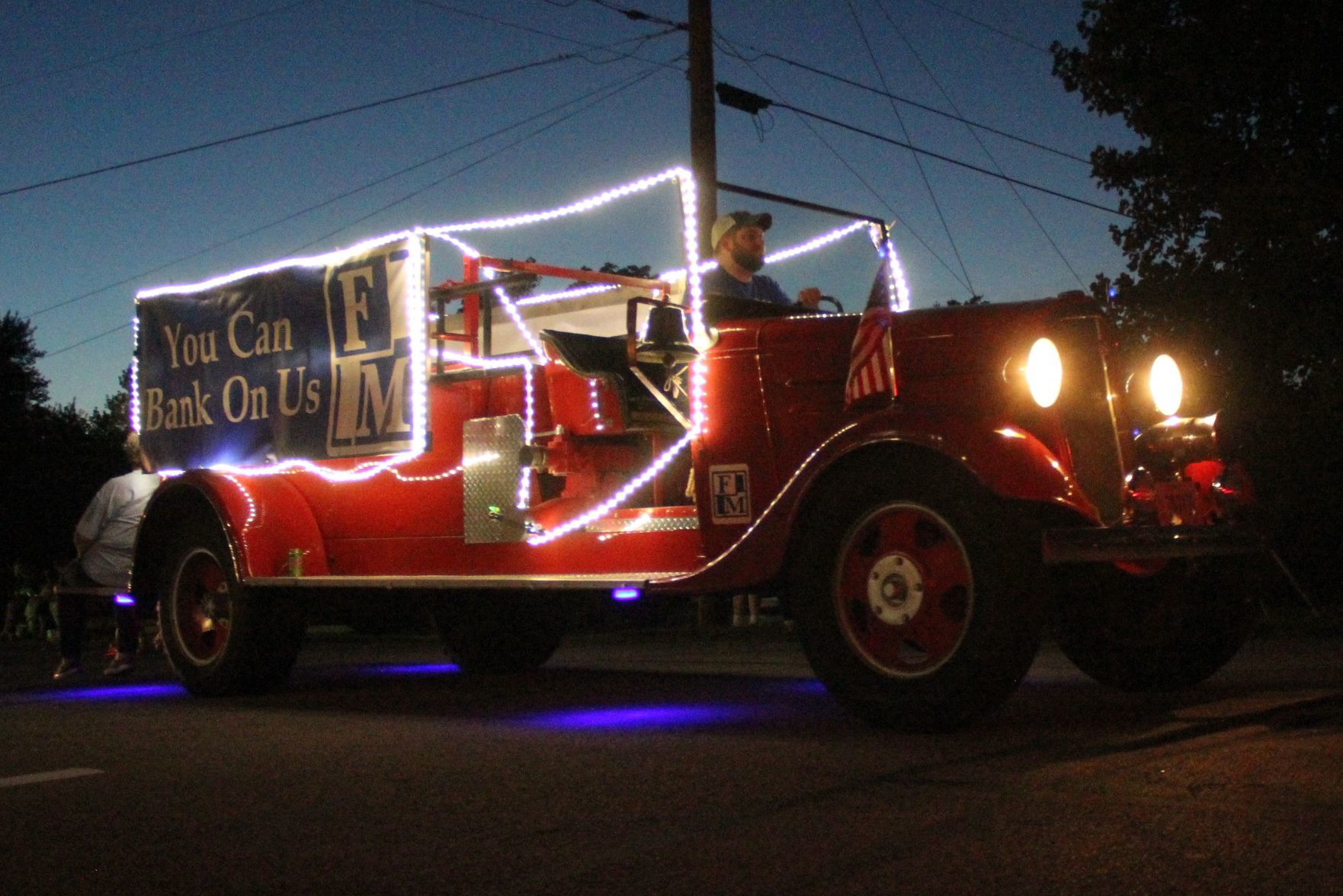 Farmers & Merchants State Bank at light parade